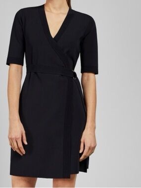 Ted Baker London navy Wrap-Style Midi Dress with Buckle Belt